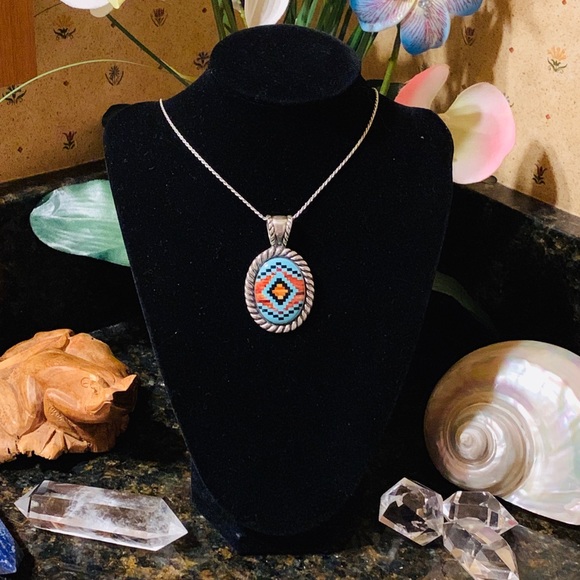 Carolyn Pollack Spiny oyster/turquoise pendant - Picture 1 of 8